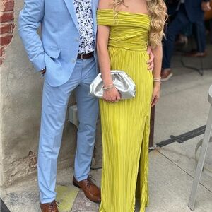 Chartreuse One Shoulder Maxi Dress